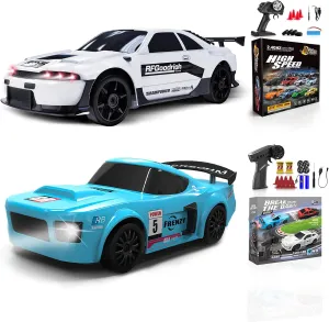 2 Pcs RC Drift Car 1:24 Remote Control Car 4WD High Speed Racing Sport Car with LED Lights RC Cars Toy Cars for Kids Boys Girls Adults Gifts Birthday Christmas Rechargeable Batteries
