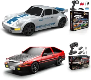 2 PCS RC Drift Car, RC Drift Car 1:24 Remote Control Car 4WD 15KM/H Remote Control Car and 1:12 Fast RC Car 2.4GHz 35KM/H High Speed Performance with Gyro Racing Car Gift for Adults Kids Boys Girls