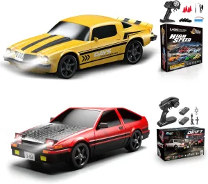 2 PCS RC Drift Car, RC Drift Car 1:24 Remote Control Car 4WD 15KM/H Remote Control Car and 1:12 Fast RC Car 2.4GHz 35KM/H High Speed Performance with Gyro Racing Car Gift for Adults Kids Boys Girls