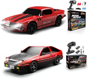 2 PCS RC Drift Car, RC Drift Car 1:24 Remote Control Car 4WD 15KM/H Remote Control Car and 1:12 Fast RC Car 2.4GHz 35KM/H High Speed Performance with Gyro Racing Car Gift for Adults Kids Boys Girls