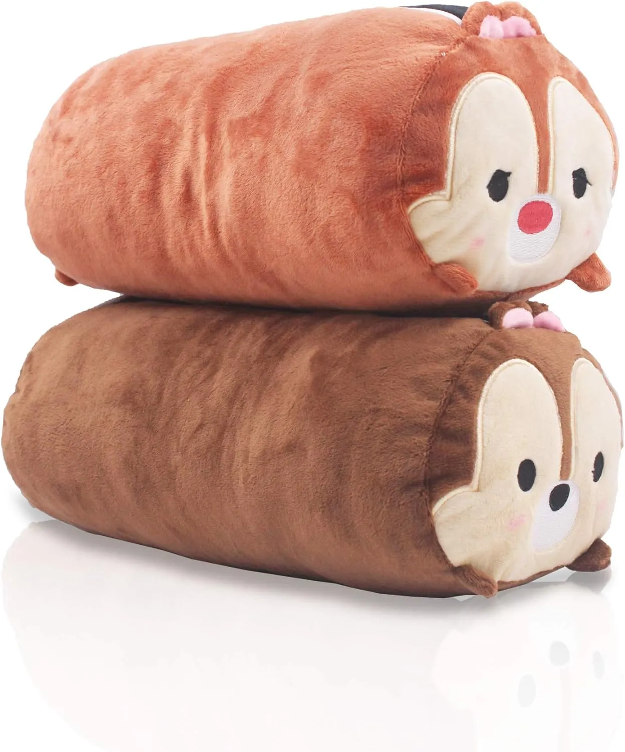 2 Pcs Set Chip and Dale Plush Travel Pillow Stackable Long Cushion for Long Flight car Ride Cruise