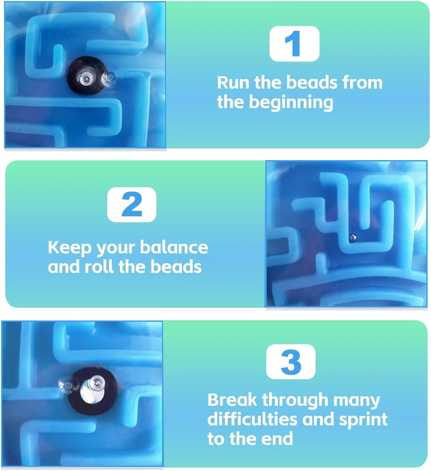 2 Pieces 4 Inch Maze Ball 3D Gravity Cube Memory Sequential Ball Maze Puzzle Toy Gifts for Kids Teens Adults Carnival, Educational Challenges Brain Teasers Puzzle Game (2pcs Blue Green)