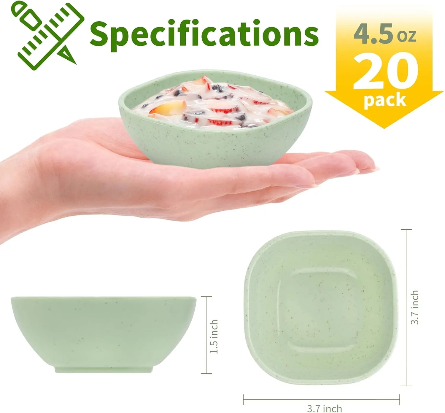 20 Pack Small Bowls, 4.5 OZ Wheat Straw Soy Sauce Dishes, Unbreakable Dessert Bowls,Dipping Sauce Cups, Mini Prep Bowls,Snacks, Sauce Ketchup, BBQ (soft colors)