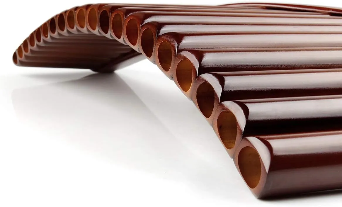20 Pipes E Key Natural Bamboo Pan Flute Chinese Traditional Musical Instrument Brown Pan Pipes Easy to Learn with Black Bag (Right-Hand Pan Flute)