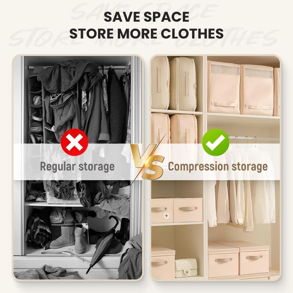 2025 Ultra Space Saving Self Compression Organizer, Portable Heavy Duty Moving Tote Comforter Storage Bag, Upgrade Quilt Compression Storage Bag Packaging Cube Bedding Storage Bag (Khaki, Large)