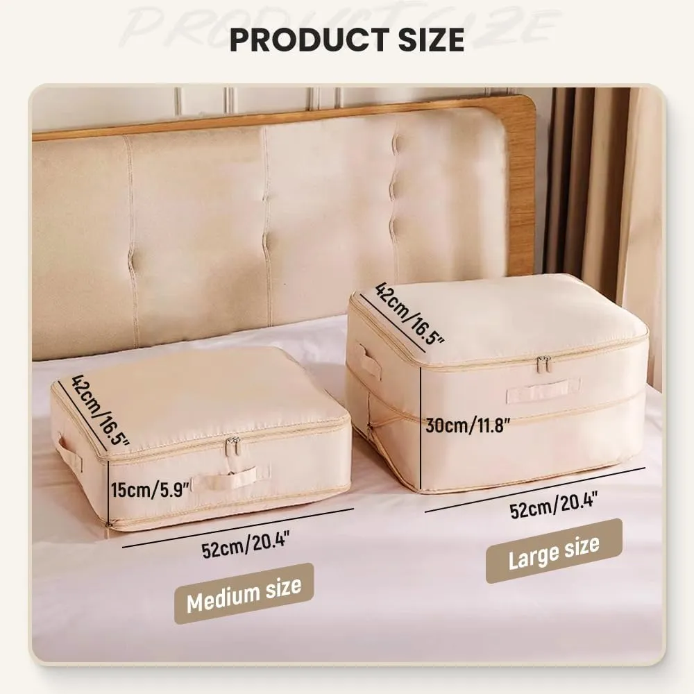2025 Ultra Space Saving Self Compression Organizer, Portable Heavy Duty Moving Tote Comforter Storage Bag, Upgrade Quilt Compression Storage Bag Packaging Cube Bedding Storage Bag (Khaki, Large)
