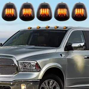 2025 Upgrade No Drill Car Cab Lights Solar Car Cab Lights for Truck Wireless Cab Lights for Truck, Solar Powered Cab Led Lights Vibration Sensor Roof Lights, Cab Marker Lights (Yellow)