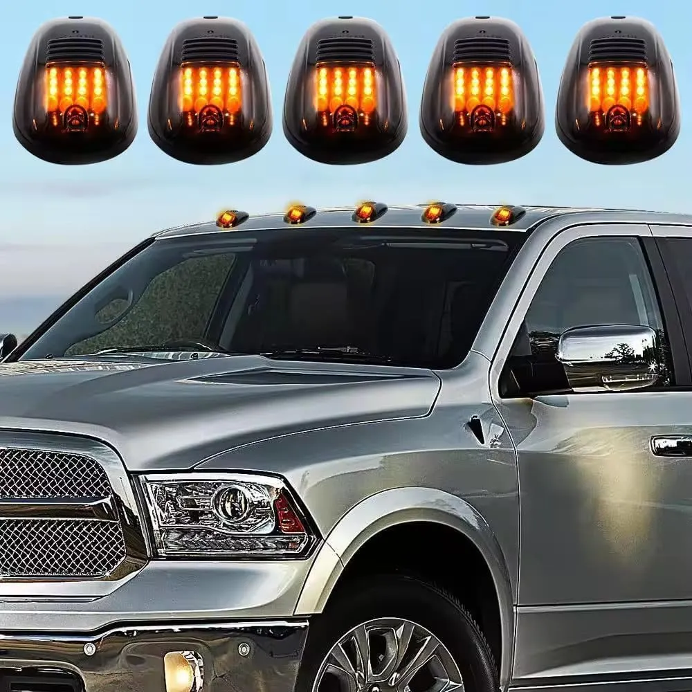 2025 Upgrade No Drill Car Cab Lights Solar Car Cab Lights for Truck Wireless Cab Lights for Truck, Solar Powered Cab Led Lights Vibration Sensor Roof Lights, Cab Marker Lights (Yellow)