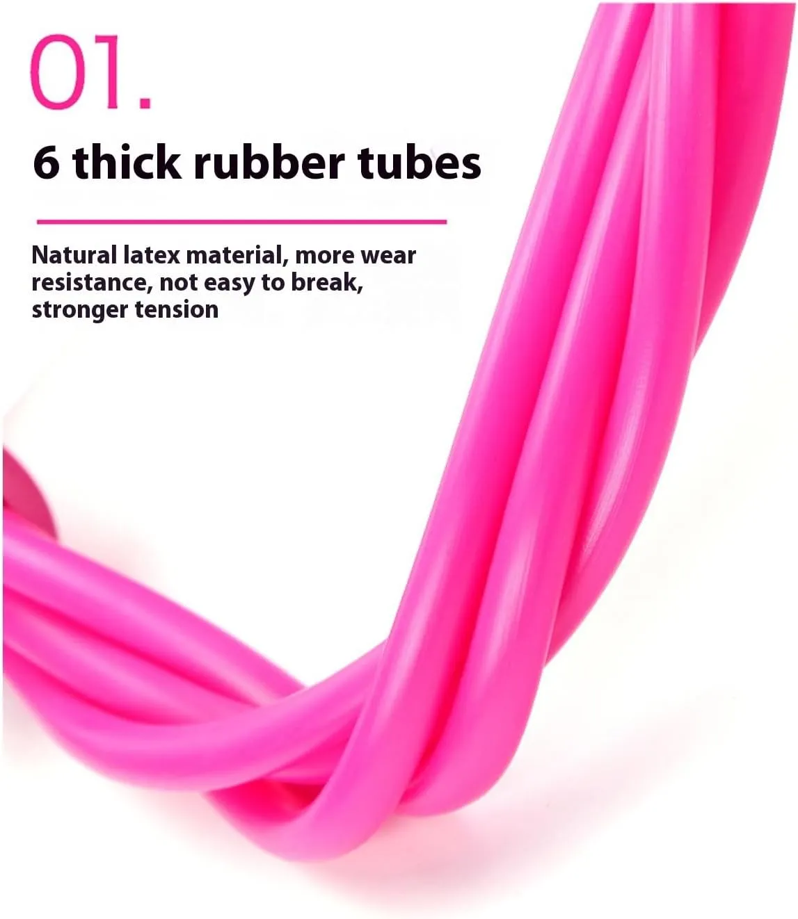 21 Fitness Resistance Bands-4 Tube Pedal Ankle Puller, Multifunction Exercise Stirrup Puller with Handle, Pilates Equipment for Full Body Workout Back Waist Stomach Muscles(Pink,6-Tube)