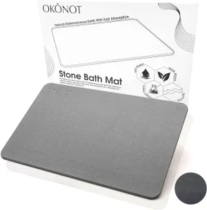 23.5” x 15” - Stone Bath Mat, Natural Diatomaceous Earth Shower Mat, Non-Slip Ultra Absorbent Fast Drying Bathroom Slip Resistant Floor Mat (Lusso, Light Gray)