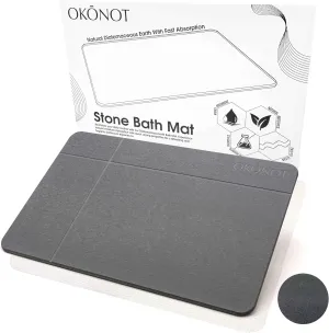 23.5” x 15” - Stone Bath Mat, Natural Diatomaceous Earth Shower Mat, Non-Slip Ultra Absorbent Fast Drying Bathroom Slip Resistant Floor Mat (Risveglio, Dark Gray)
