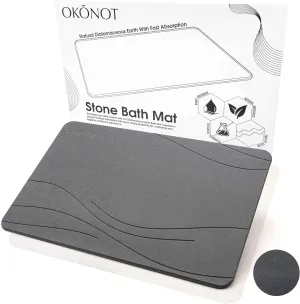 23.5” x 15” - Stone Bath Mat, Natural Diatomaceous Earth Shower Mat, Non-Slip Ultra Absorbent Fast Drying Bathroom Slip Resistant Floor Mat (Vento Leggero, Dark Gray)