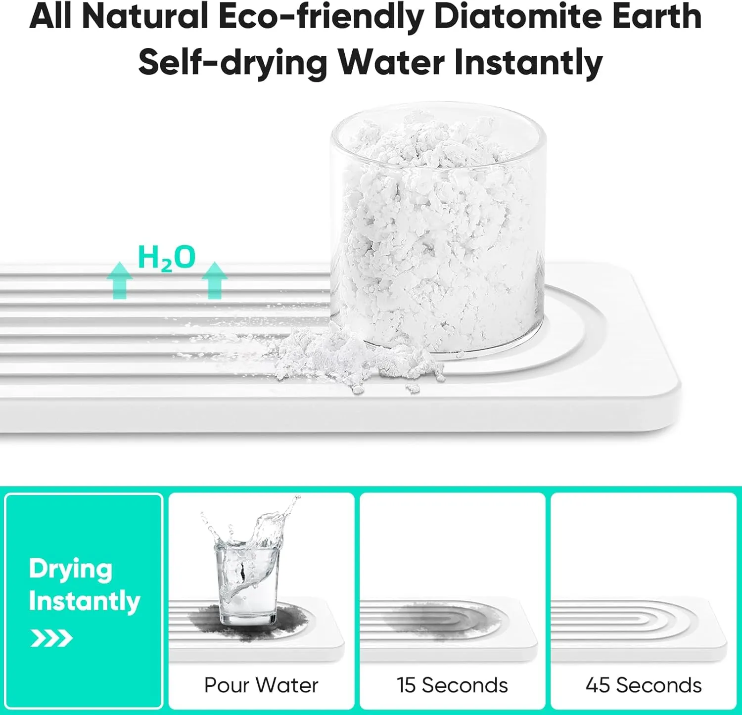 24'' Longer Faucet Mat for Kitchen Sink [Diatomite Stone Super Fast Drying] Stone Faucet Mat for Kitchen Sink Splash Guard Sink Stone Quick Dry around Faucet Stone Drying Mat Bathroom Quick Drying Mat