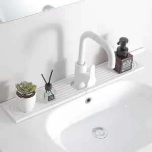 24'' Longer Faucet Mat for Kitchen Sink [Diatomite Stone Super Fast Drying] Stone Faucet Mat for Kitchen Sink Splash Guard Sink Stone Quick Dry around Faucet Stone Drying Mat Bathroom Quick Drying Mat