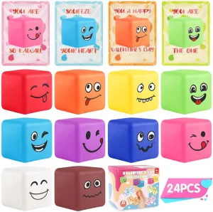 24 Pack Stress Balls for Kids, Fidget Stress Relief Toys Squeeze Balls for Boys Girls Classroom Exchange School Prize and Party Favors Gifts