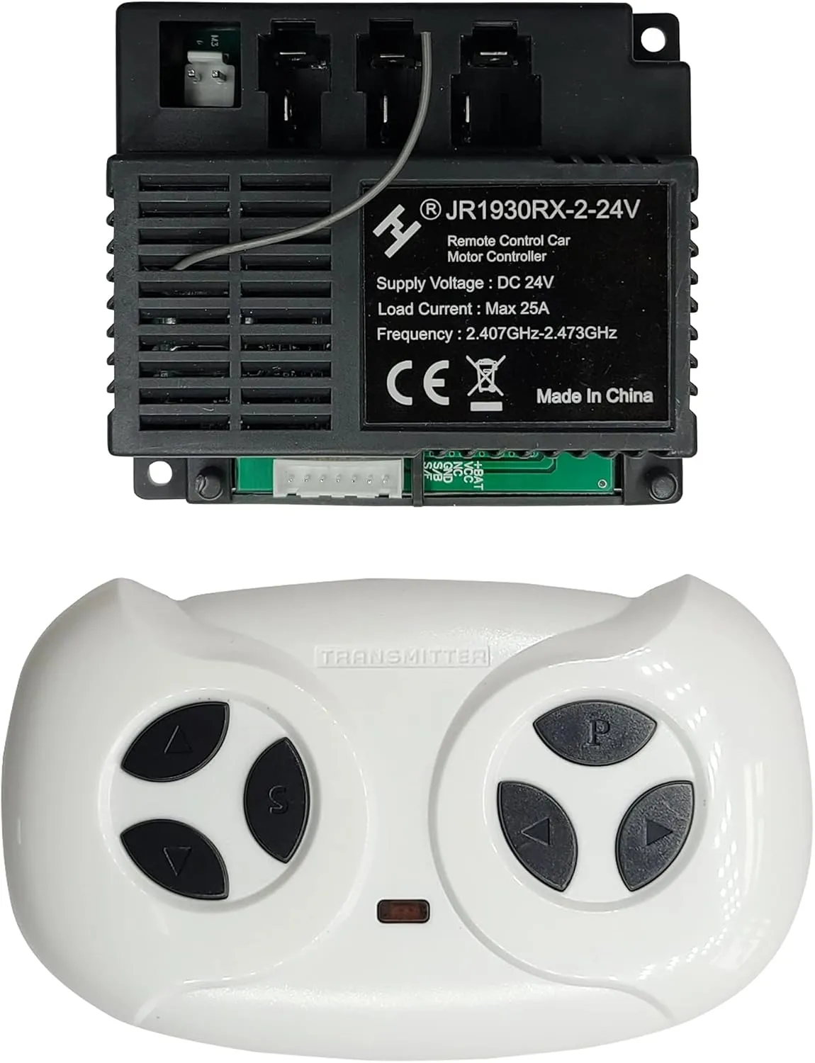 2.4G Bluetooth Remote Control and JR1930RX-2-24V Receiver Control Box Mother Board for Kids Powered Wheels Children Electric Ride On Car Replacement Parts