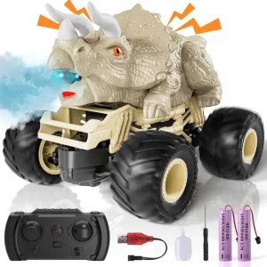 2.4GHz Remote Control Dinosaur Car Toys Gifts for 3 4 5 6 Year Old Kids, Remote Control Triceratops Truck Toys for Kids Boys 3-5 4-7 8-12, Dinosaur Toys for 3 4 5 Year Old Boys