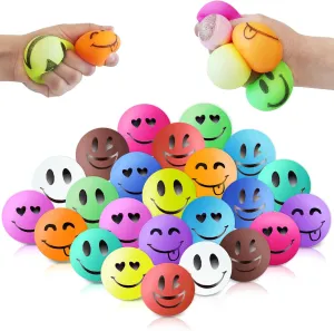 24Pcs Stress Ball Fidget Toys| Smile Stress Balls Soft Fidget Squishy Ball Toys |Slow Rising Stress Ball for Anxiety Relief| Sensory Squishy Ball for Autism ADHD OCD