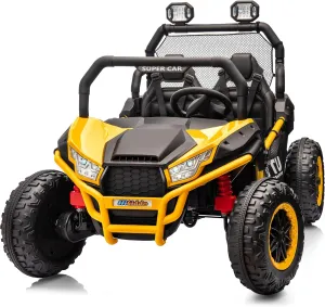 24V Kids UTV, 4WD 2 Seater Ride-on Toy Electric Car for Big Kids with Remote Control, 2WD/4WD Switchable, 4x200W Motor - Yellow