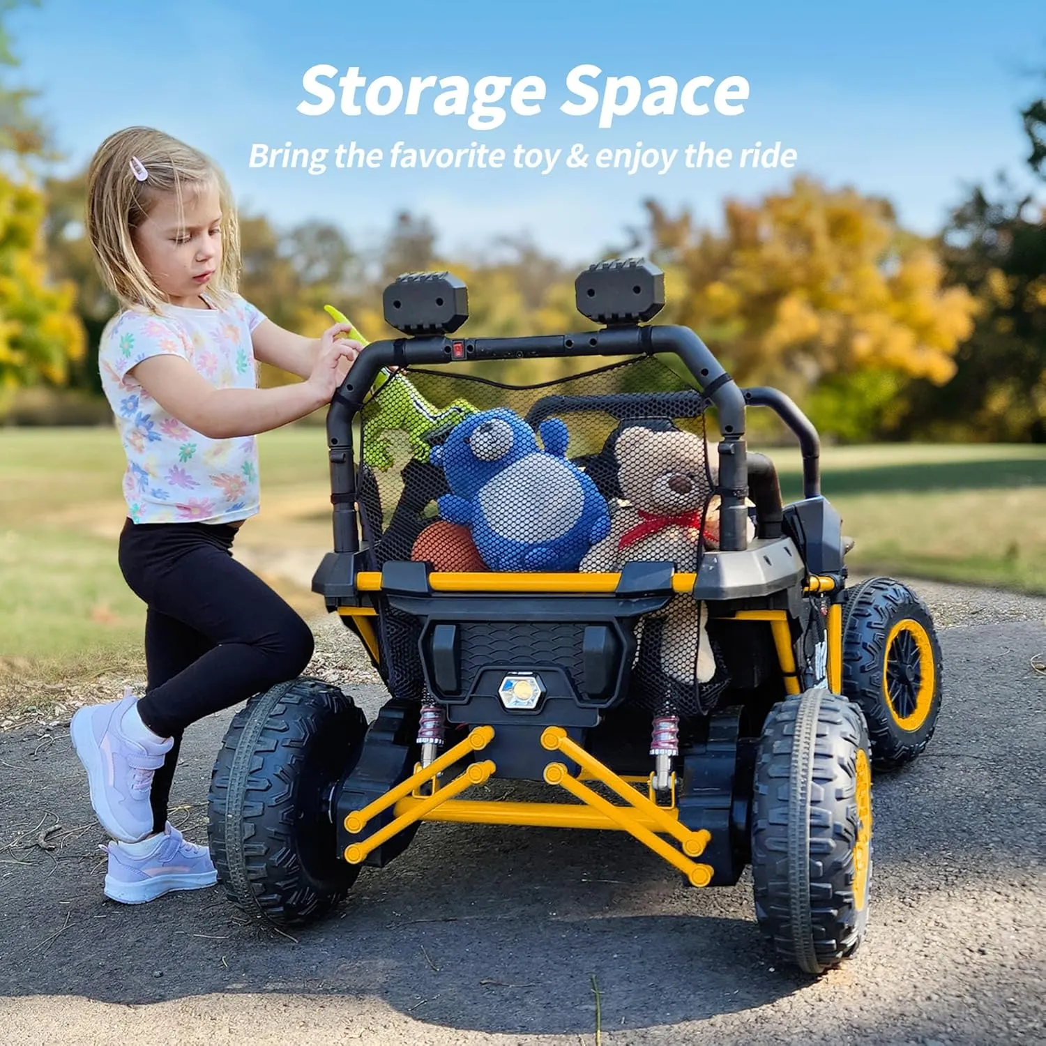 24V Kids UTV, 4WD 2 Seater Ride-on Toy Electric Car for Big Kids with Remote Control, 2WD/4WD Switchable, 4x200W Motor - Yellow