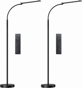 2 Pack LED Floor Lamp, 18W 1800LM Bright, 2 Remotes, Dimmable, Eye-Caring, Standing, Reading, Living Room, Bedroom, Office