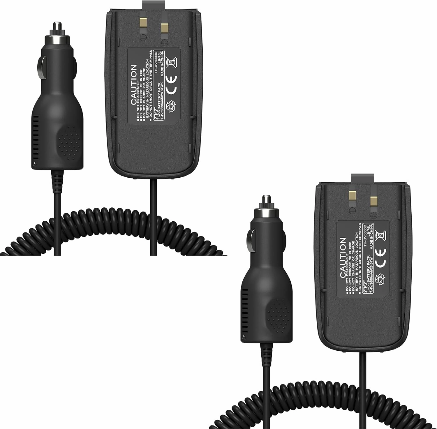 2 Pack SHIQUN TYT TH-UV800D Battery Eliminator Car Radio for UV-8000E Walkie Talkie 10W High Power Two Way Radio 7.4V 3600mAh