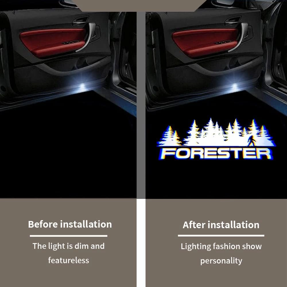2 pcs Non-Fading LED Car Door Logo Lights Courtesy Projector Laser Welcome Light Ghost Shadow Forester Accessories Puddle lamp Compatible with Forester (Forester01)