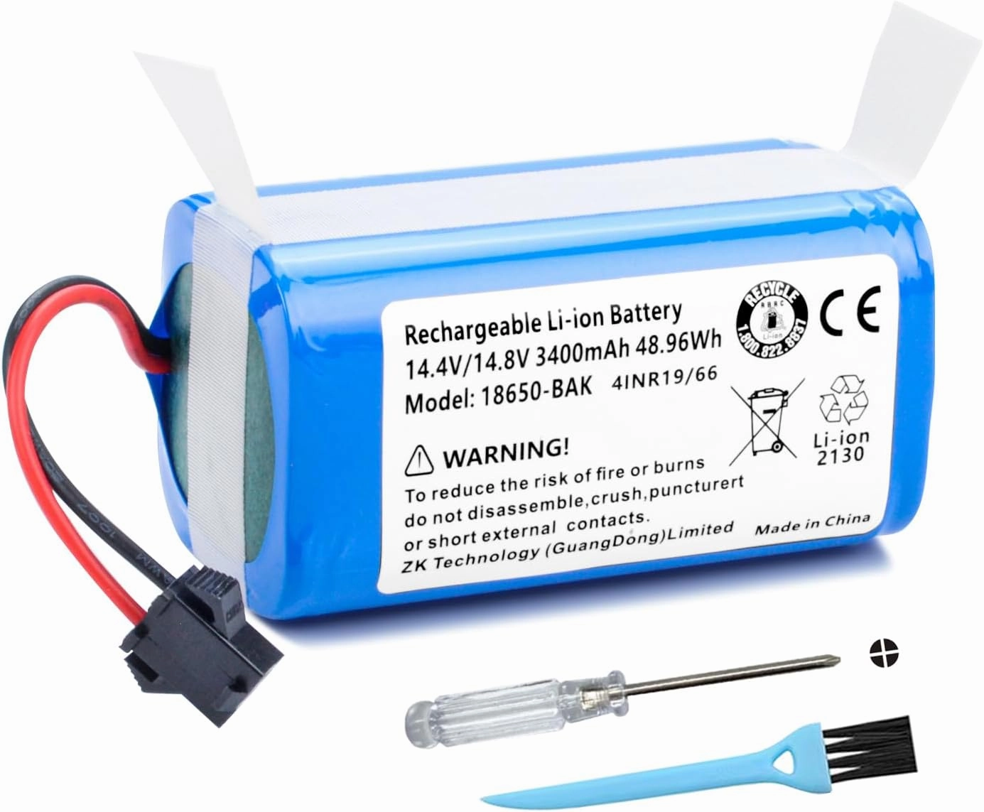3400mAh Vacuum Battery Replacement for iHome iHRV6-BLK AUTOVAC Nova Classic, for Tesvor SUN-INTE-172 Robot Vacuum Cleaner with Tools