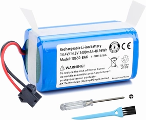 3400mAh Vacuum Battery Replacement for iHome iHRV6-BLK AUTOVAC Nova Classic, for Tesvor SUN-INTE-172 Robot Vacuum Cleaner with Tools