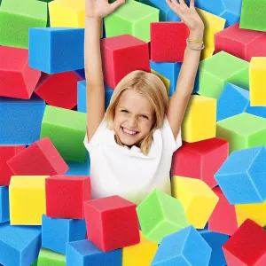 36 Pcs Foam Pit Cubes Blocks 3.1 x 3.1 x 3.1 Inch Colorful Flame Retardant Foam Pit Blocks for Trampoline Arenas, Gymnastics, Parkour Courses, Skateboard Parks, Playground