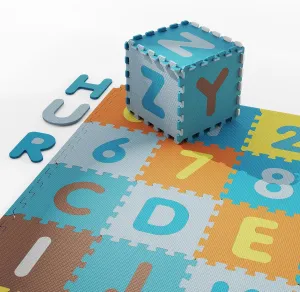 36PCS Foam Floor Tiles Interlocking Puzzle Foam Tiles for Kids Soft Baby Play Mat, 12"x12" Large Educationa Jigsaw Foam Floor Mats for Playroom, Nursery, Gym (F)