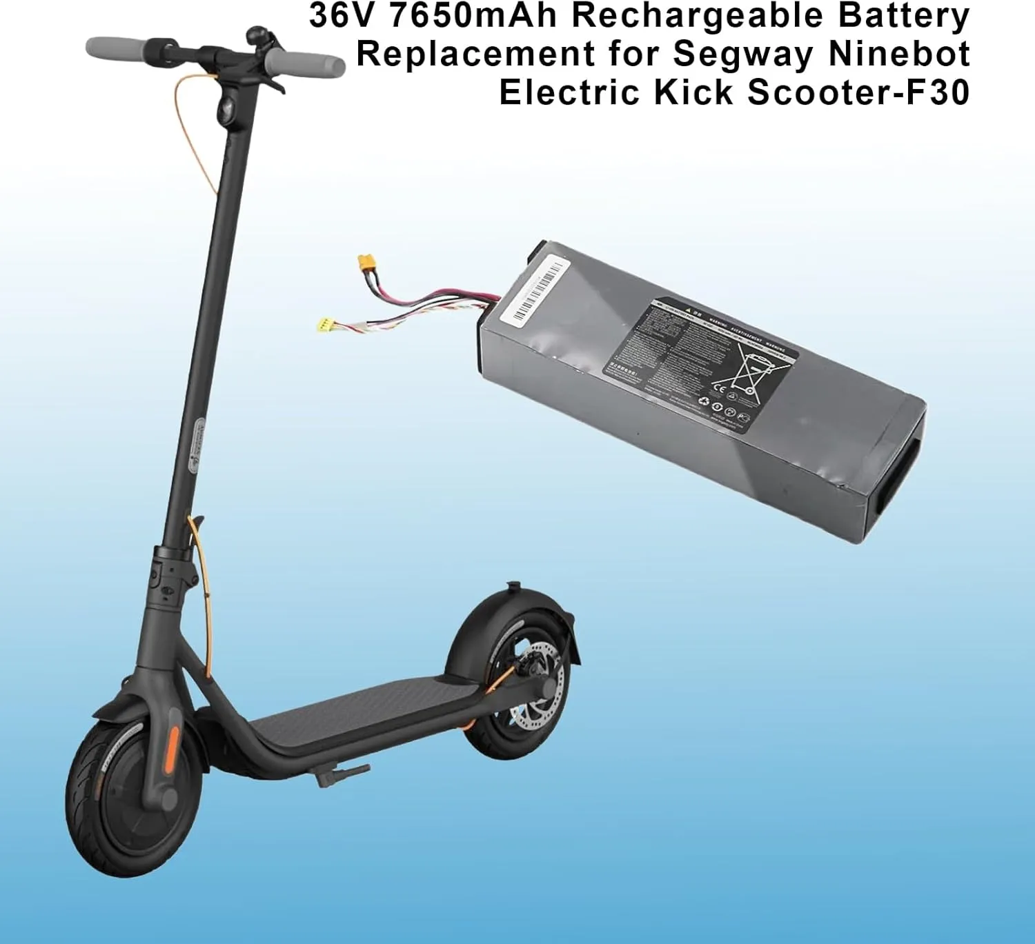 36V Rechargeable Battery Replacement Accessories for Segway Ninebot Electric Kick Scooter (F30-7650mAh)