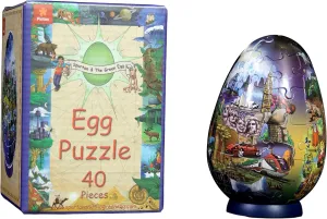 3D Egg Puzzle Learning Toy for Ages 8  by Spartan & the Green Egg - 40 Pieces - Incudes Display Stand - Great Gift, Decoration - No Glue Required