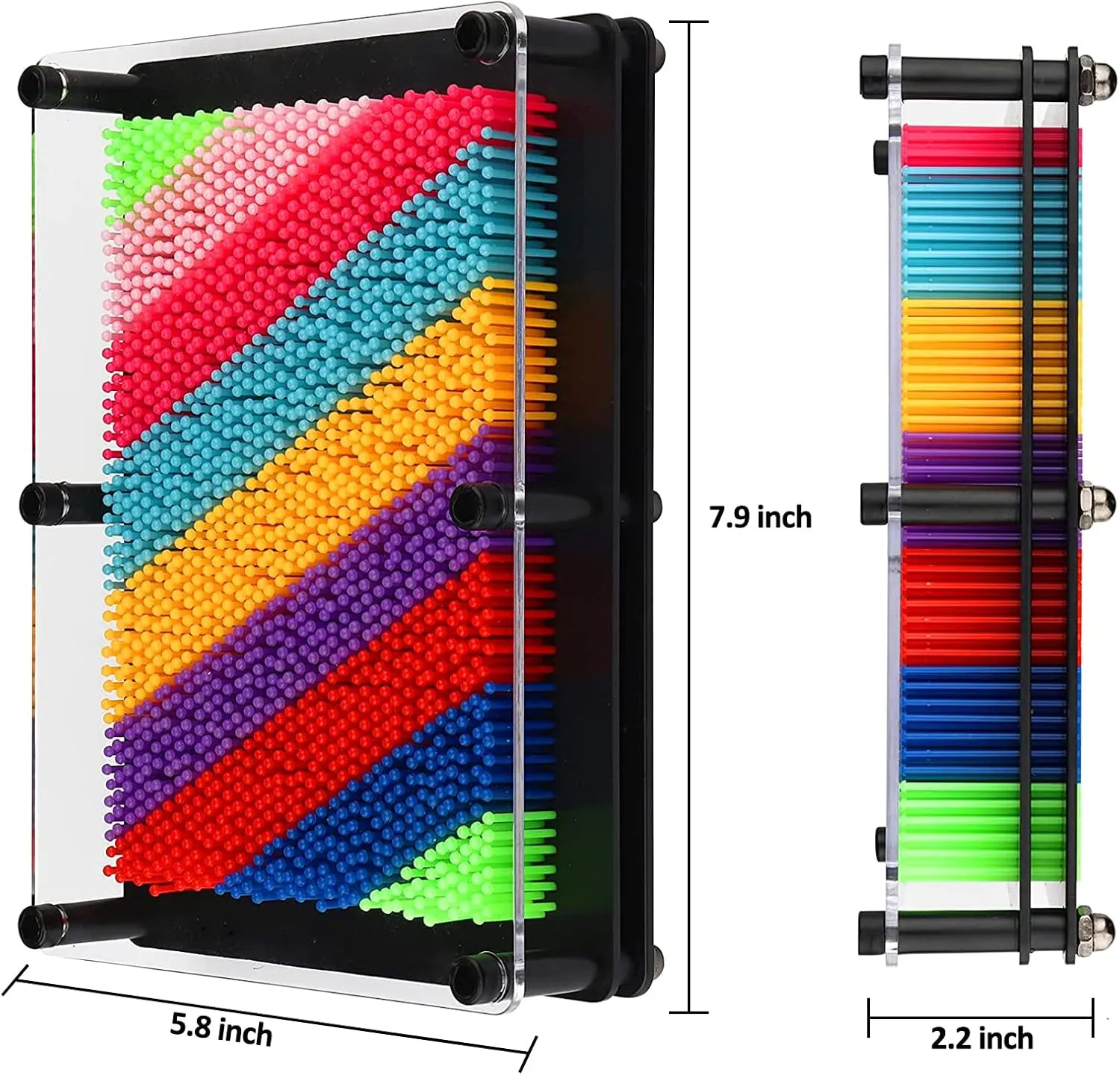 3D Pin Art Toy, Colorful Plastic Board Large Size 8 x 6 in, Classic Desktop Novelty Sculpture Impression Needle Toy for Kids