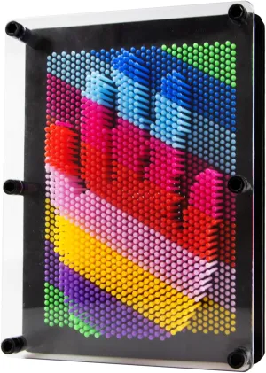 3D Pin Art Toy, Colorful Plastic Board Large Size 8 x 6 in, Classic Desktop Novelty Sculpture Impression Needle Toy for Kids