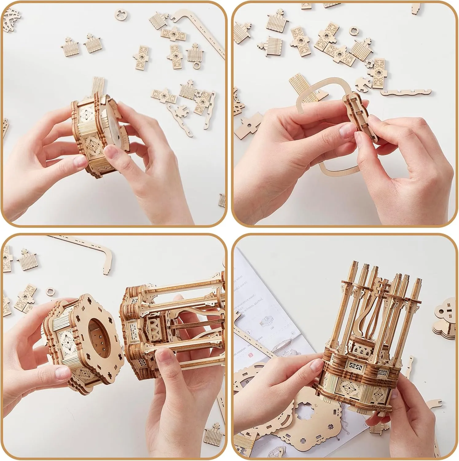 3D Wooden Puzzle for Adults, DIY Lantern Model, Creative Assembly Model Building for Adults and Teens, DIY Assembly Puzzle Toy, Woodcraft Kit for Christmas Day