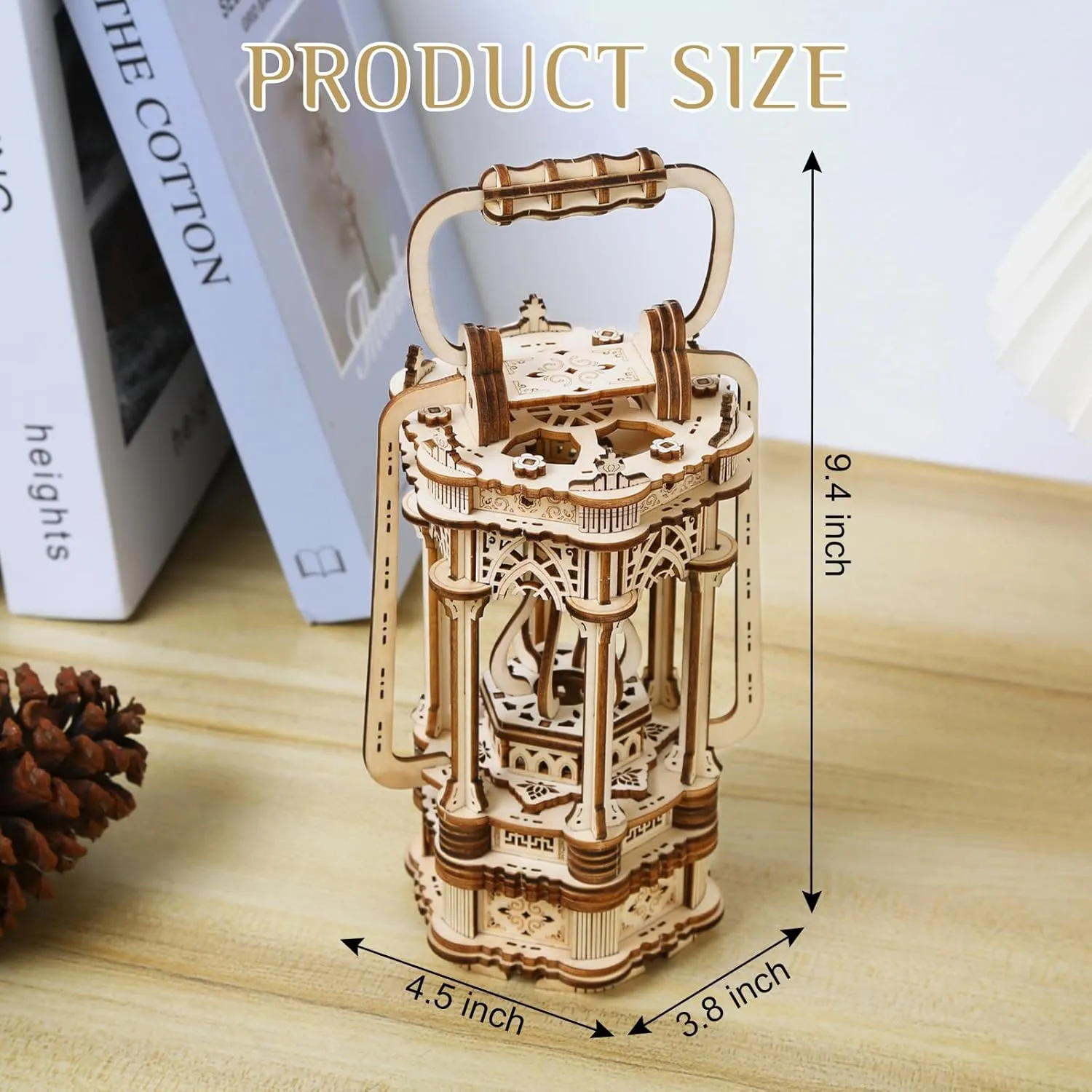 3D Wooden Puzzle for Adults, DIY Lantern Model, Creative Assembly Model Building for Adults and Teens, DIY Assembly Puzzle Toy, Woodcraft Kit for Christmas Day