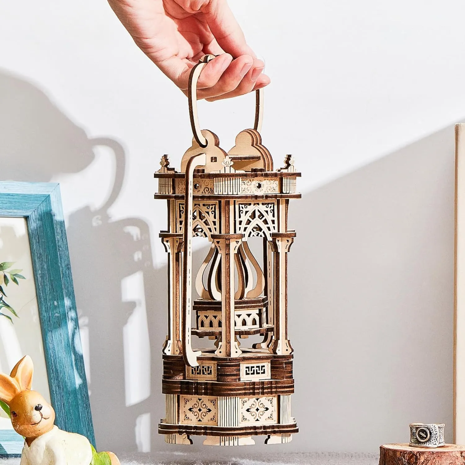 3D Wooden Puzzle for Adults, DIY Lantern Model, Creative Assembly Model Building for Adults and Teens, DIY Assembly Puzzle Toy, Woodcraft Kit for Christmas Day
