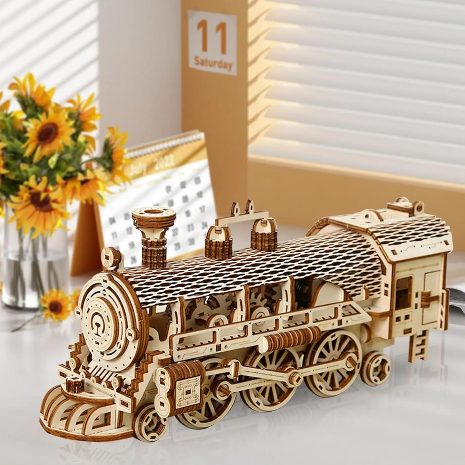3D Wooden Puzzle for Adults, Mechanical Steam Trains Puzzle, DIY Vehicle Model Building Kit Handicraft Wood Craft Hobbies Toy, Birthday for Hobbyist 14  Family Women Men, 361 Pcs