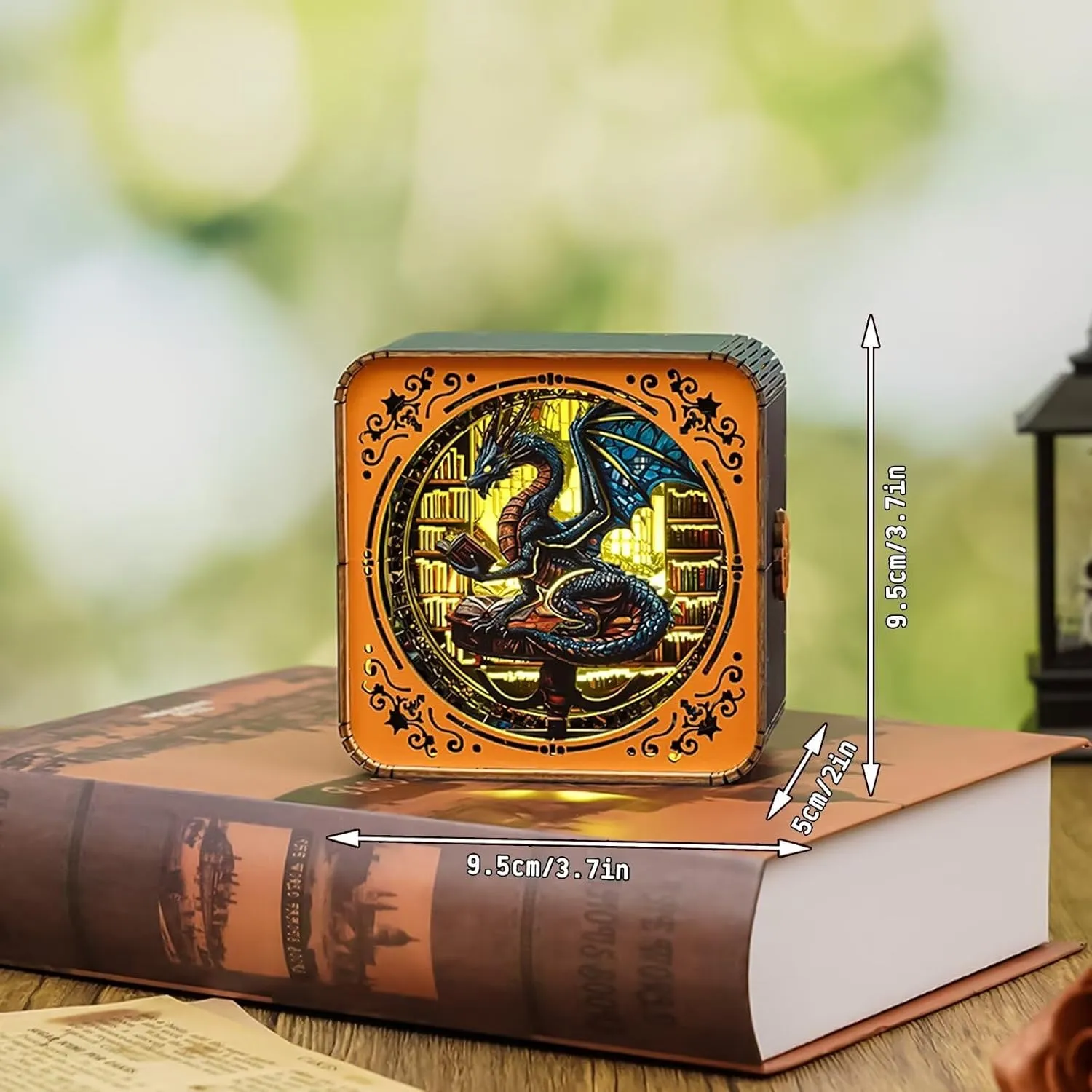 3D Wooden Puzzle Night Light for Adults Library's Dragon – Creative DIY Craft Gift for Women Men - Perfect for Home Decor Holiday Halloween Christmas Decorations