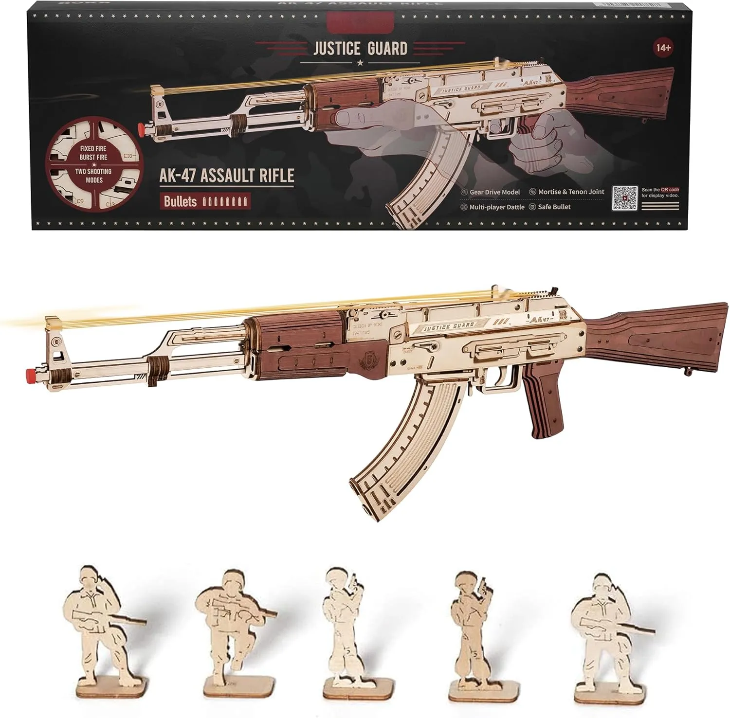 3D Wooden Puzzles for Adults, DIY Rubber Band Gun, Wood Model Building Kits for Kids, Wooden Puzzle for Family Time