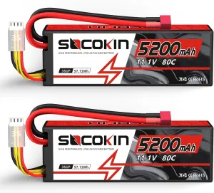 3S Lipo Battery 11.1V 80C 5200mAh with Hard Case,Deans T Plug for RC Model RC Racing Truck RC Racing Car RC Boat Drone Redcat Racing FPV (2 Pack)