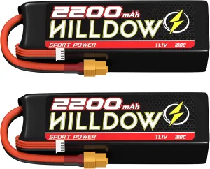 3S LiPo Battery 2200mAh 11.1V 100C Softcase with XT60 Connector for RC Airplane Helicopter Drone FPV RC Car RC Boat（2 Packs