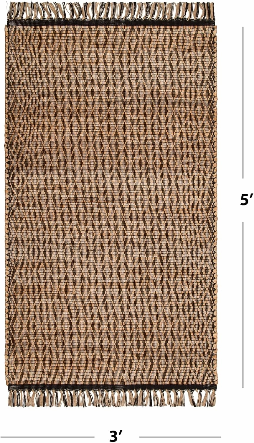 3x5 ft Jute Natural Area Rug, 100% Hand Woven Rug for Indoor Front Entrance Kitchen, bedrooms & Bathrooms, Low-Pile Floor Carpet, Premium Quality Home Decor