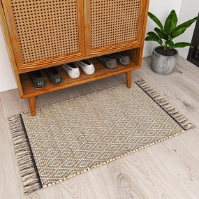 3x5 ft Jute Natural Area Rug, 100% Hand Woven Rug for Indoor Front Entrance Kitchen, bedrooms & Bathrooms, Low-Pile Floor Carpet, Premium Quality Home Decor