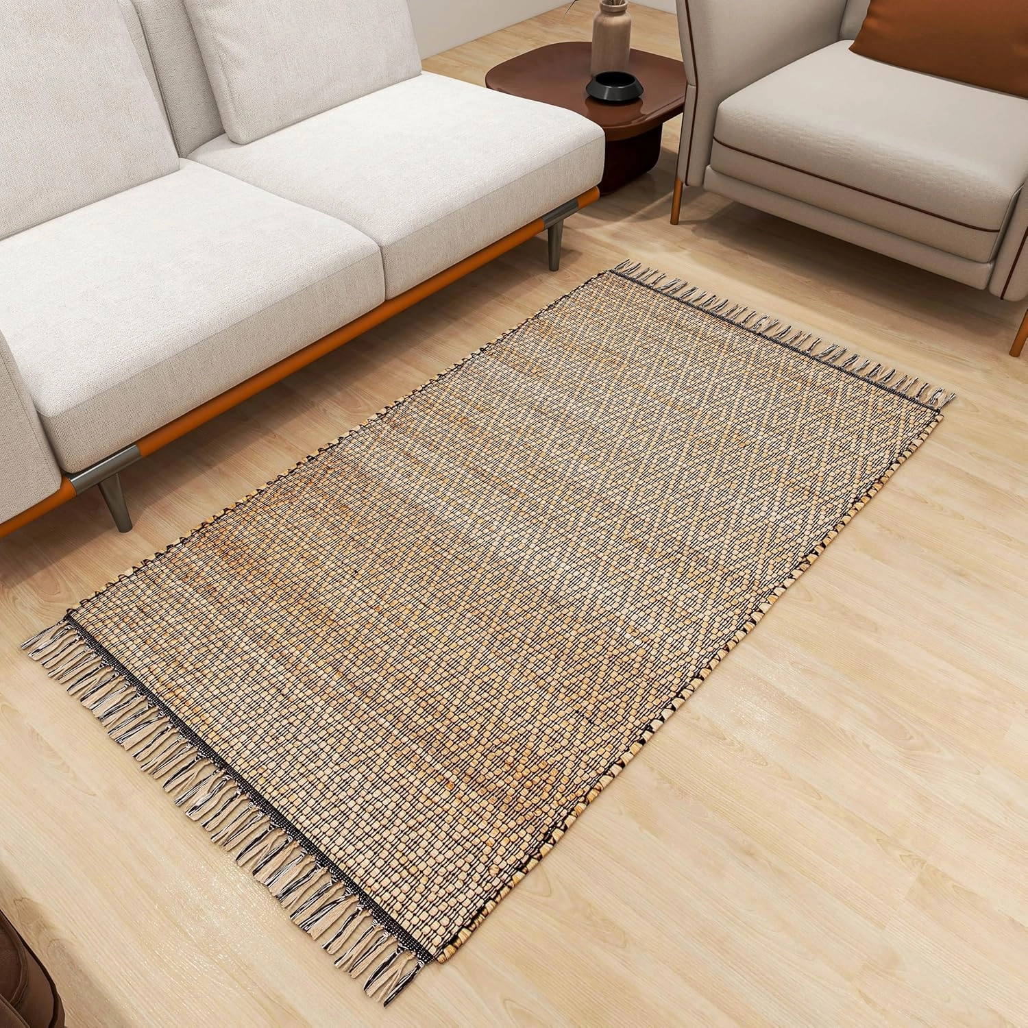 3x5 ft Jute Natural Area Rug, 100% Hand Woven Rug for Indoor Front Entrance Kitchen, bedrooms & Bathrooms, Low-Pile Floor Carpet, Premium Quality Home Decor