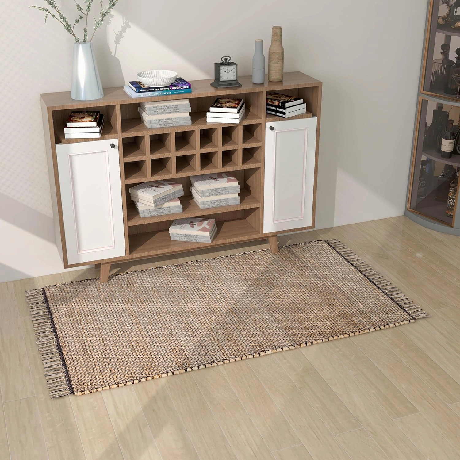 3x5 ft Jute Natural Area Rug, 100% Hand Woven Rug for Indoor Front Entrance Kitchen, bedrooms & Bathrooms, Low-Pile Floor Carpet, Premium Quality Home Decor