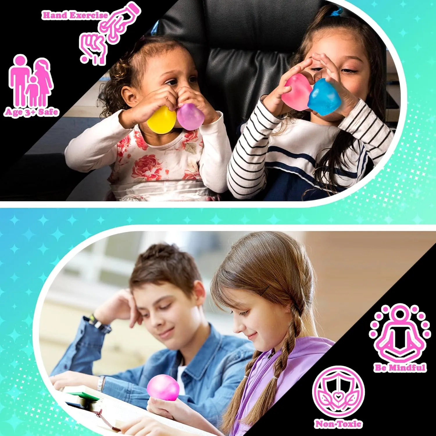 4-Pack Stress Cube Gift Set – Squishy Fidget Toys for Adults & Kids, Calming Anxiety Relief & Autism Support, Soft Ice Cube Shape in 4 Colors