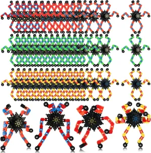 40 Pack Funny Sensory Fidget Toy Transformable Chain Robot Finger Toy DIY Deformation Robot Mechanical Spinners Stress Relief Autistic Gifts for Adult Teen Prize Stuffer Party Favor (Classic)