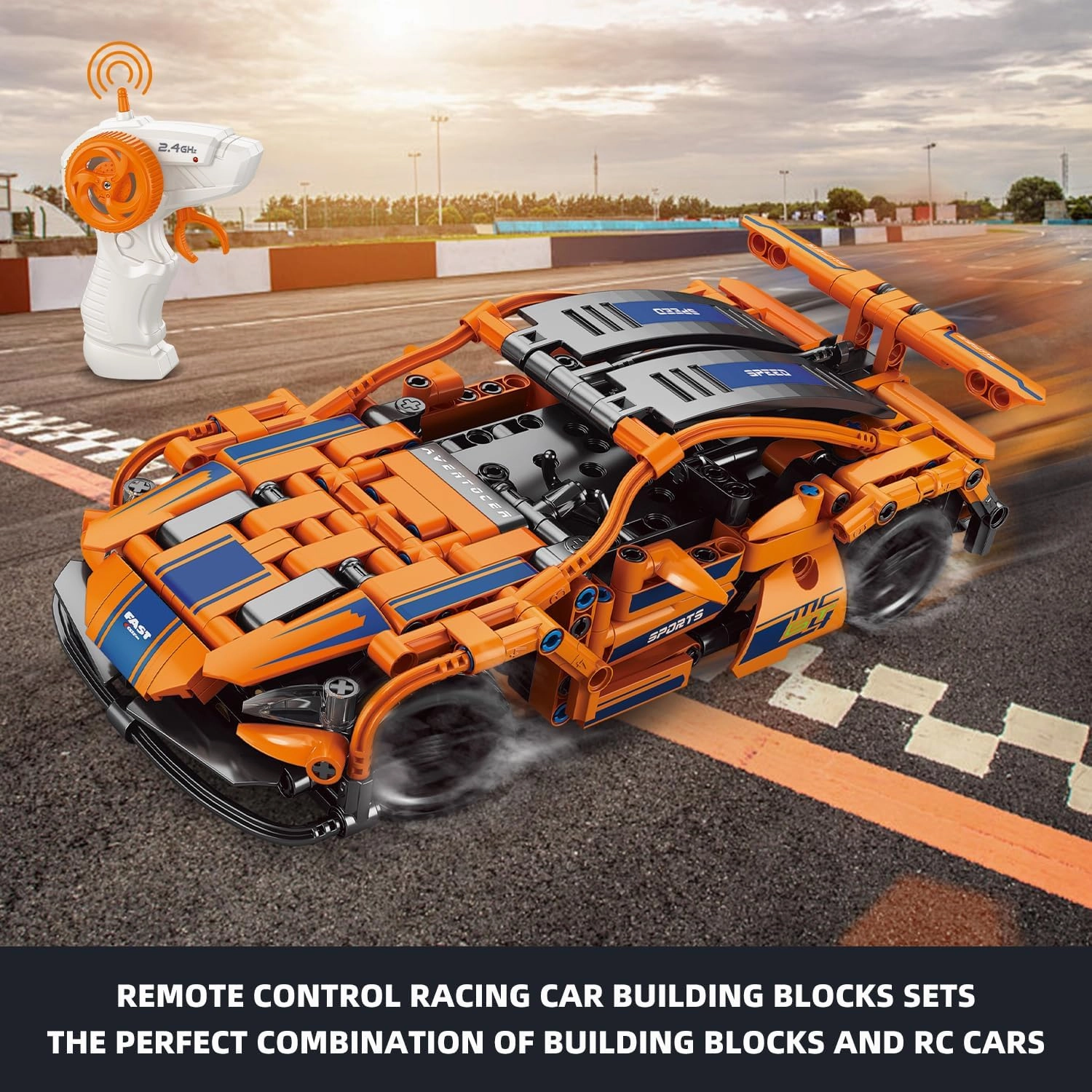 408 Piece Remote Control Racing Car Building Set for Kids,STEM 1:16 technology Sports Car Collection Model Brick Kit,Rechargeable RC Sports Cars Toy Set Gift for 6 7 8  Year Old Boys and Girls